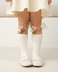 Knee-High Cotton Socks - Cream