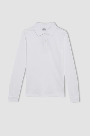 Girls' Long Sleeve Basic Polo Shirt