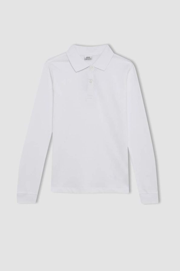 Girls' Long Sleeve Basic Polo Shirt