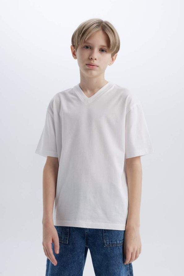Boys' Basic V-Neck Short Sleeve T-Shirt