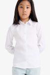 Girls' Slim Fit Long Sleeve School Shirt