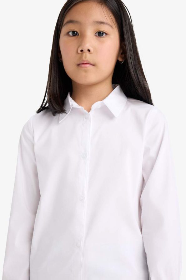 Girls' Slim Fit Long Sleeve School Shirt
