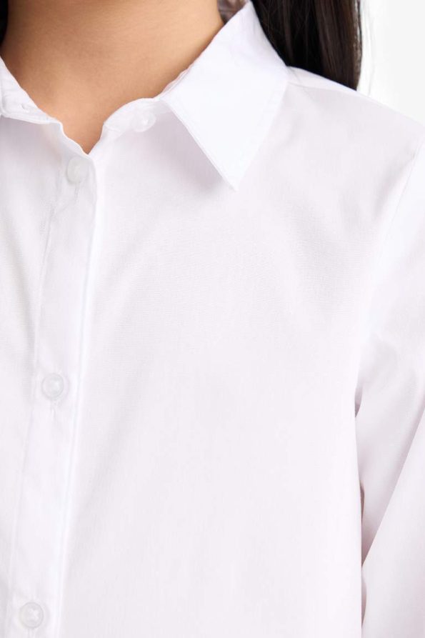Girls' Slim Fit Long Sleeve School Shirt