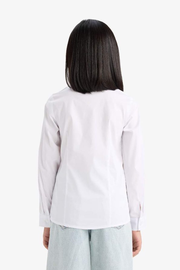 Girls' Slim Fit Long Sleeve School Shirt