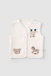 Quilted Animal Appliqué Cream Baby Vest
