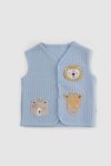 Quilted Blue Baby Vest with Animal Appliqué