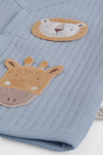Quilted Blue Baby Vest with Animal Appliqué