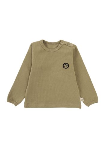 Organic Cotton Ribbed Set for Babies in Khaki