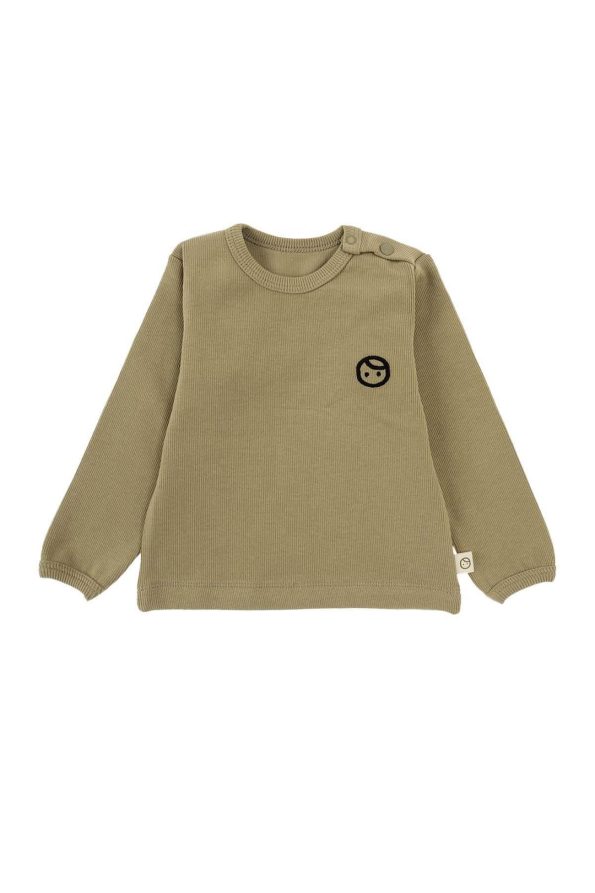 Organic Cotton Ribbed Set for Babies in Khaki