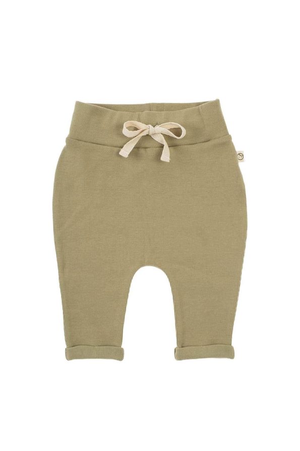 Organic Cotton Ribbed Set for Babies in Khaki