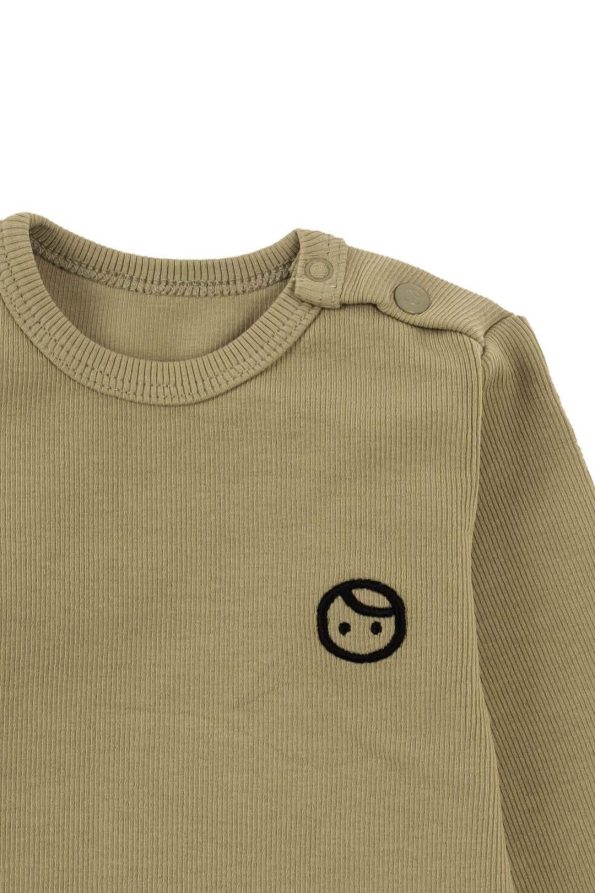 Organic Cotton Ribbed Set for Babies in Khaki