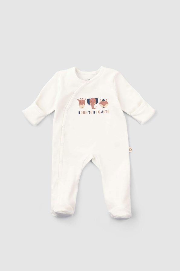 Organic Cotton Baby Sleepsuit Set with Mittens and Feet in Dusty Pink