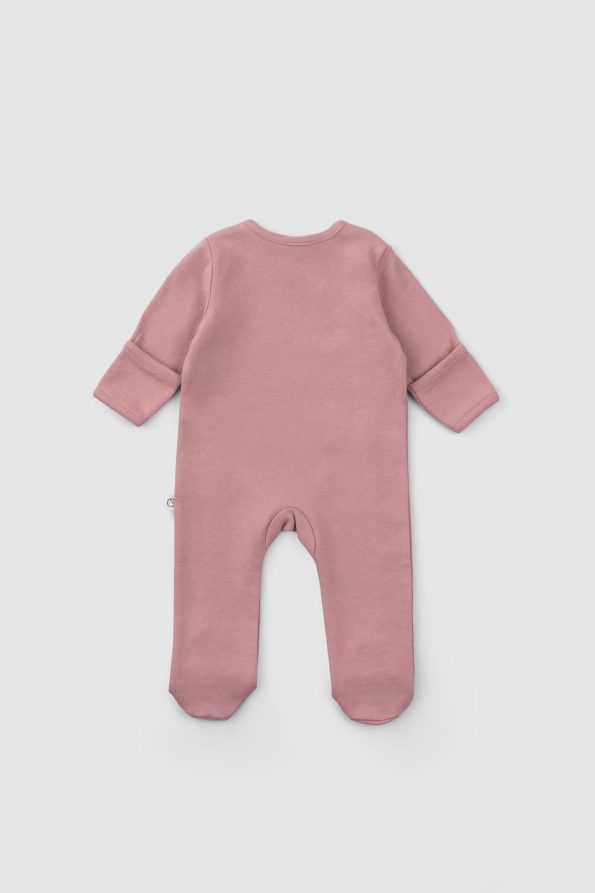 Organic Cotton Baby Sleepsuit Set with Mittens and Feet in Dusty Pink