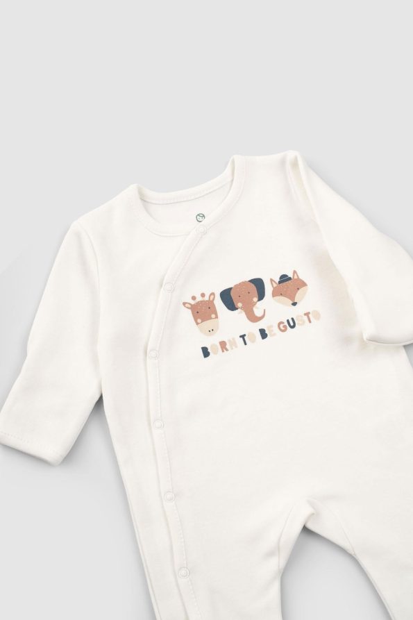 Organic Cotton Baby Sleepsuit Set with Mittens and Feet in Dusty Pink