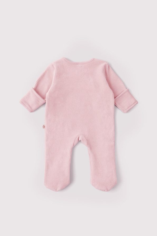 Pink Velvet Baby Overall with Built-in Gloves