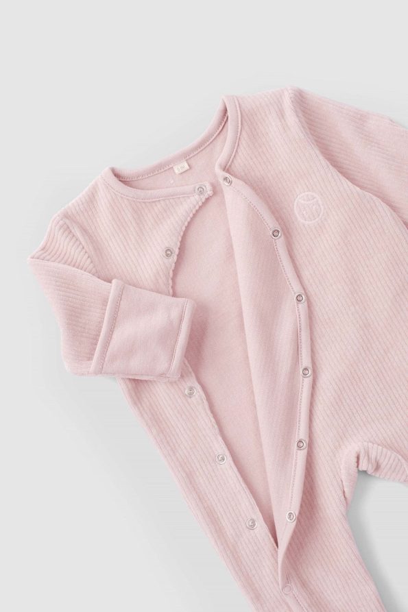 Pink Velvet Baby Overall with Built-in Gloves