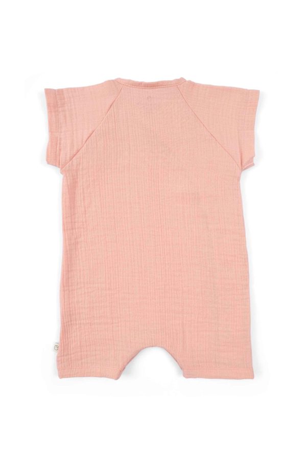 Cross-Front Organic Cotton Muslin Baby Romper in Pink
