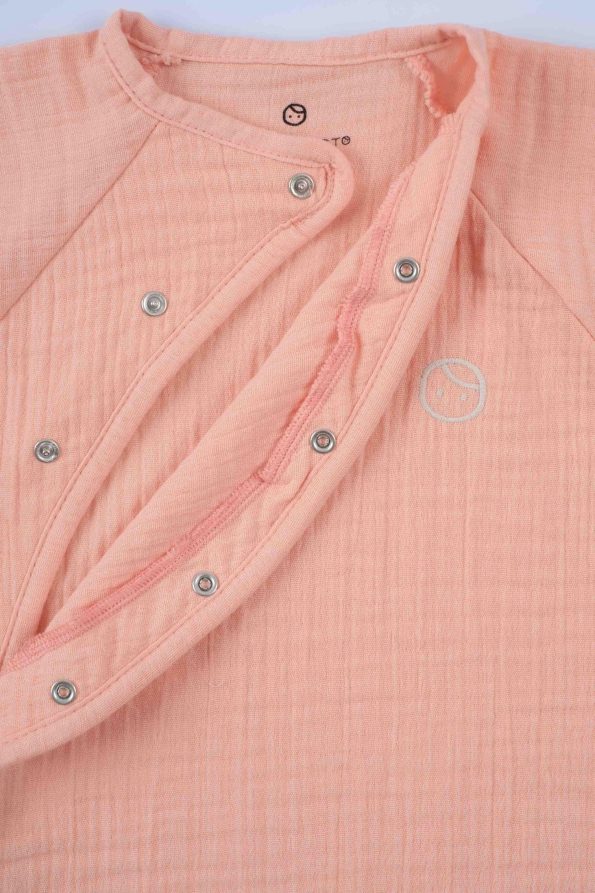 Cross-Front Organic Cotton Muslin Baby Romper in Pink