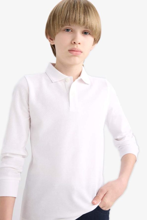 Boys' Classic Polo Neck Long Sleeve T-Shirt