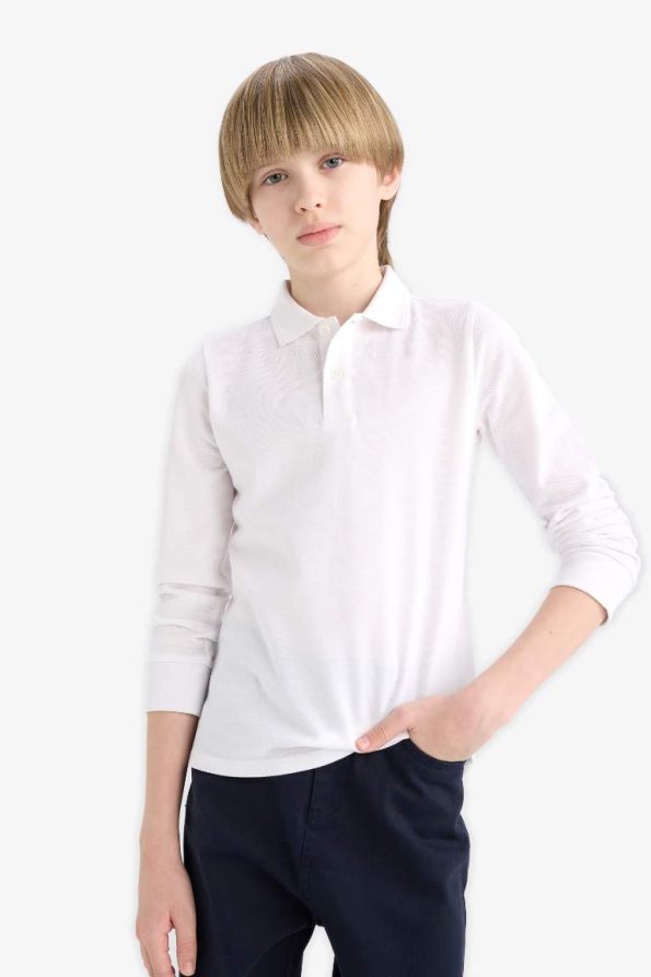 Boys' Classic Polo Neck Long Sleeve T-Shirt