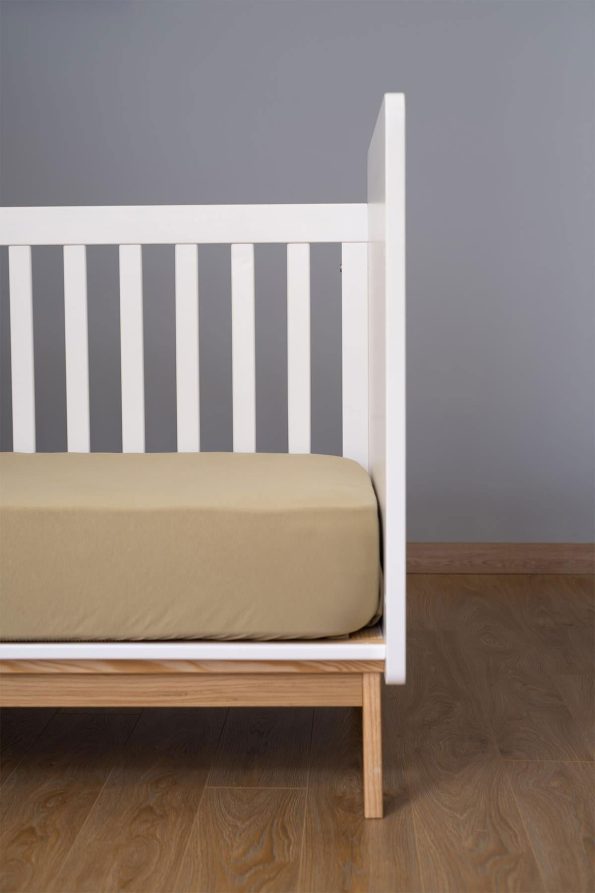 Organic Cotton Fitted Sheet for Babies in Haki