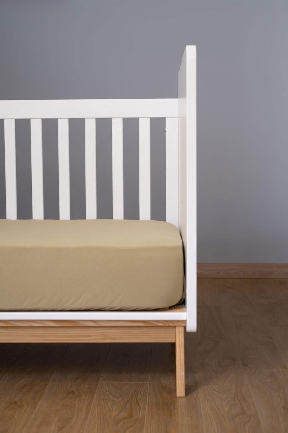 Organic Cotton Fitted Sheet for Babies in Haki