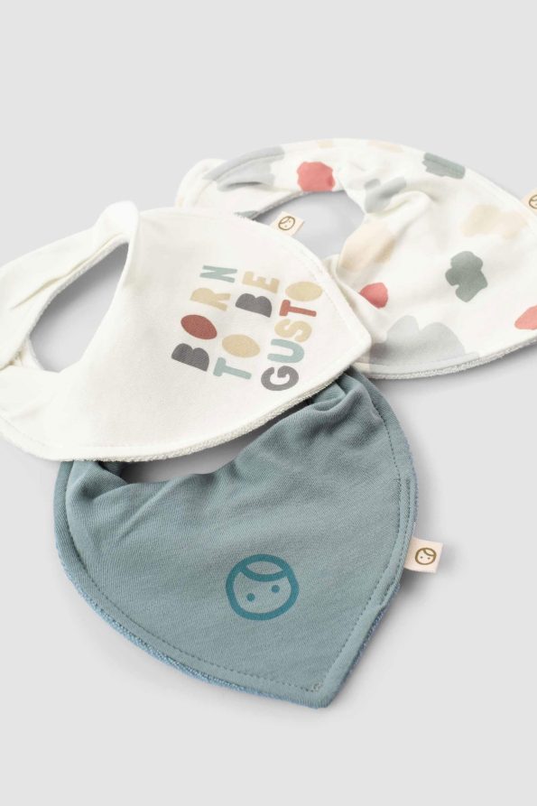 Organic Cotton 3-Piece Waterproof Bandana Bib Set