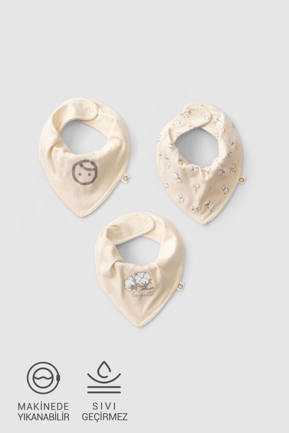 Organic Cotton 3-Pack Liquid-Proof Cotton Patterned Bandana Bib Set
