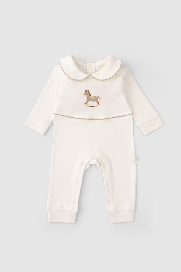 Organic Cotton Baby Collar Jumpsuit Playtime with Embroidery