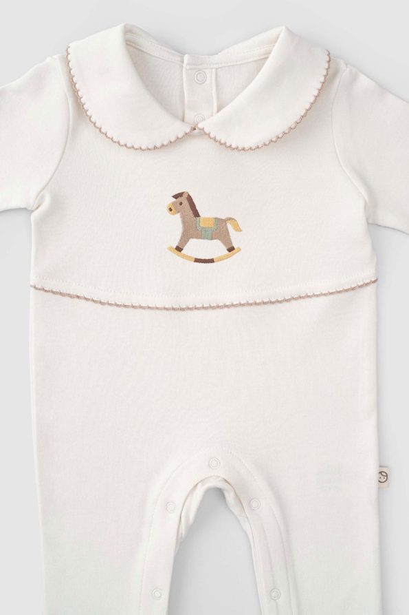 Organic Cotton Baby Collar Jumpsuit Playtime with Embroidery