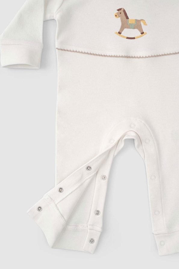 Organic Cotton Baby Collar Jumpsuit Playtime with Embroidery