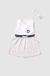 Organic Cotton Baby Dress and Headband Set with Raindrop Pattern