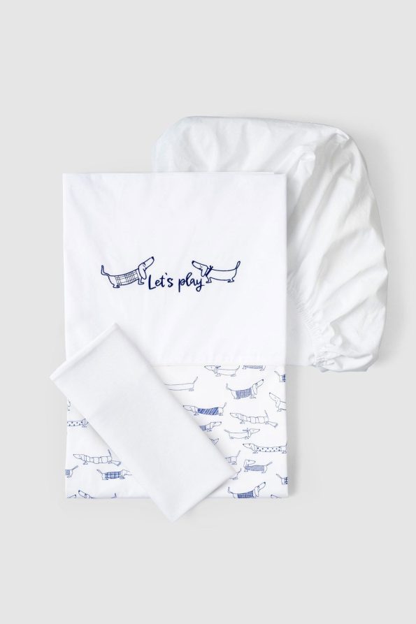 Organic Cotton 100x150cm Paw Baby Duvet and Pillow Set