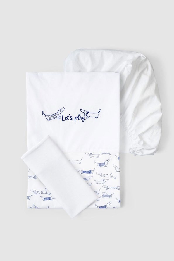 Organic Cotton 100x150cm Paw Baby Duvet and Pillow Set
