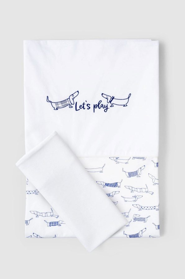 Organic Cotton 100x150cm Paw Baby Duvet and Pillow Set