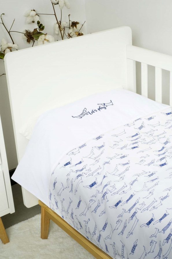 Organic Cotton 100x150cm Paw Baby Duvet and Pillow Set