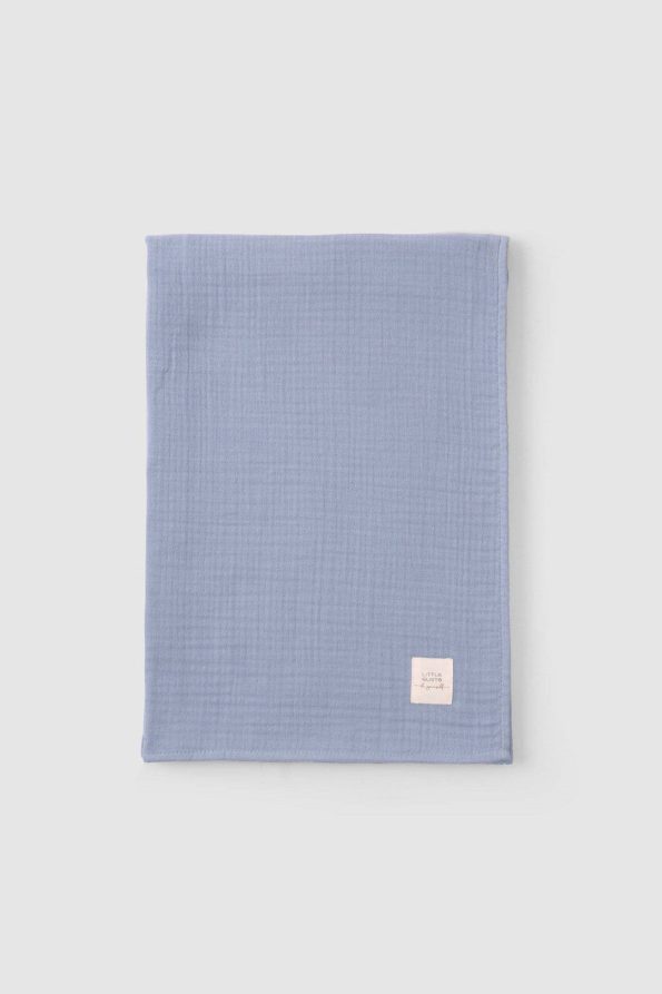 Organic Cotton Four-Layer Muslin Blanket 100x100 cm Blue