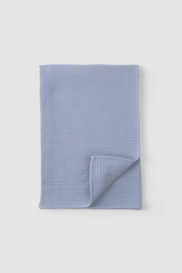 Organic Cotton Four-Layer Muslin Blanket 100x100 cm Blue