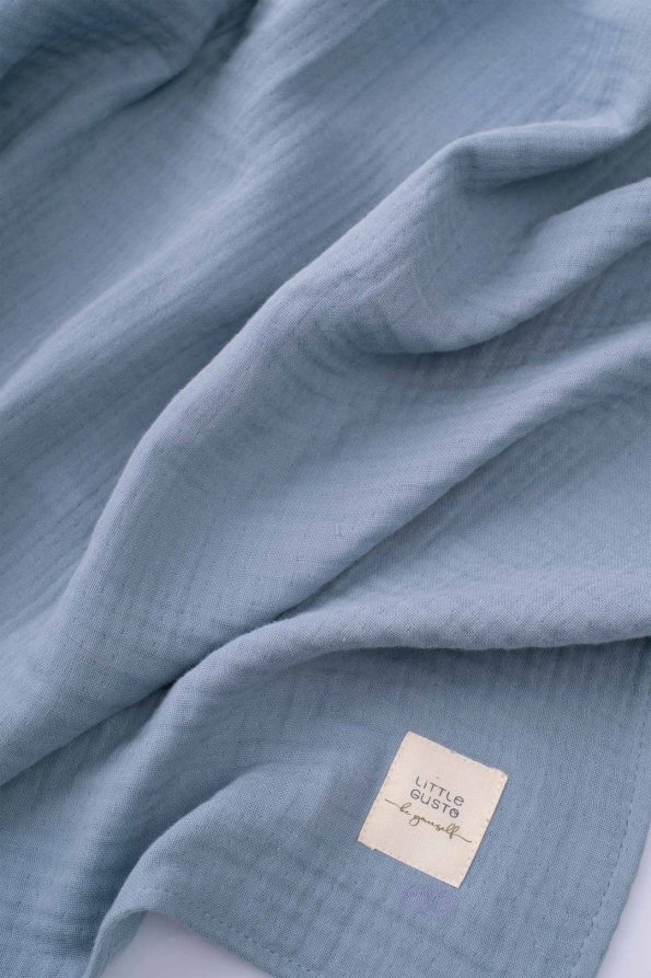 Organic Cotton Four-Layer Muslin Blanket 100x100 cm Blue