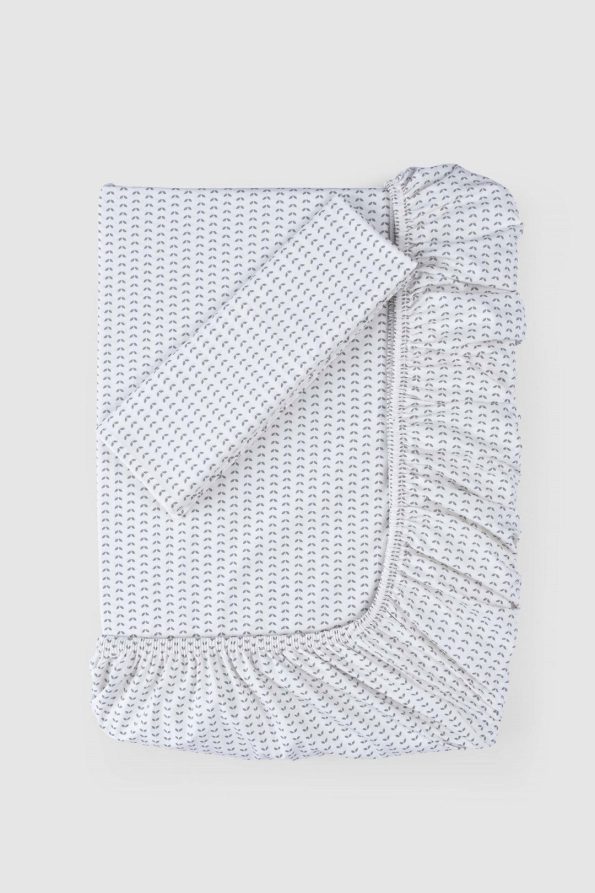Organic Cotton Fitted Sheet and Pillowcase Set Lea 90x190 cm