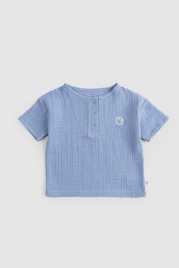 Organic Cotton Muslin Baby Blue T-Shirt