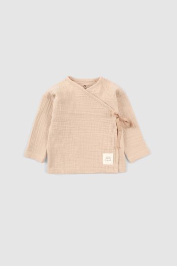 Organic Cotton Muslin Wrap Baby Set Beige