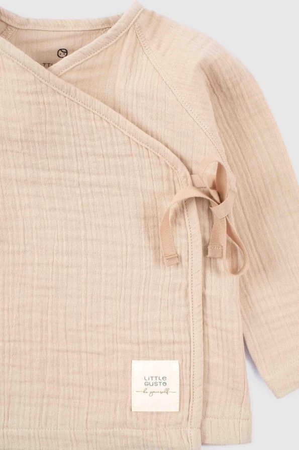 Organic Cotton Muslin Wrap Baby Set Beige