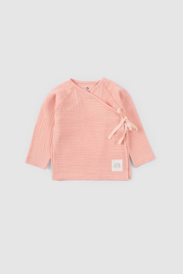 Organic Cotton Muslin Cross-over Baby Set Pink