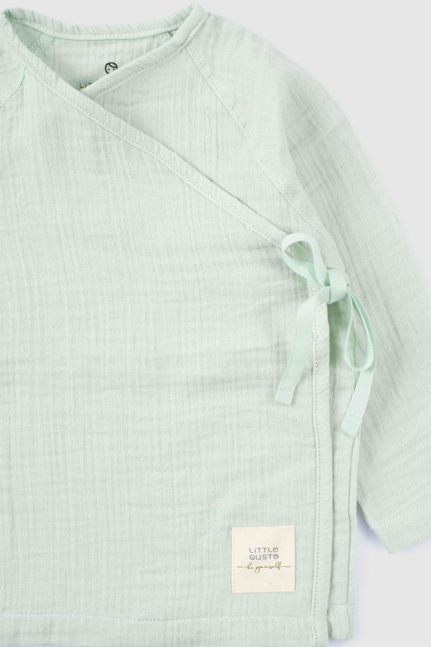 Organic Cotton Muslin Cross-Over Baby Set Green