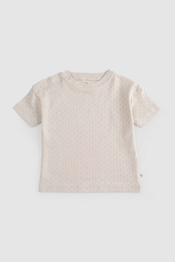 Organic Cotton Pointel Baby Beige Shorts Set