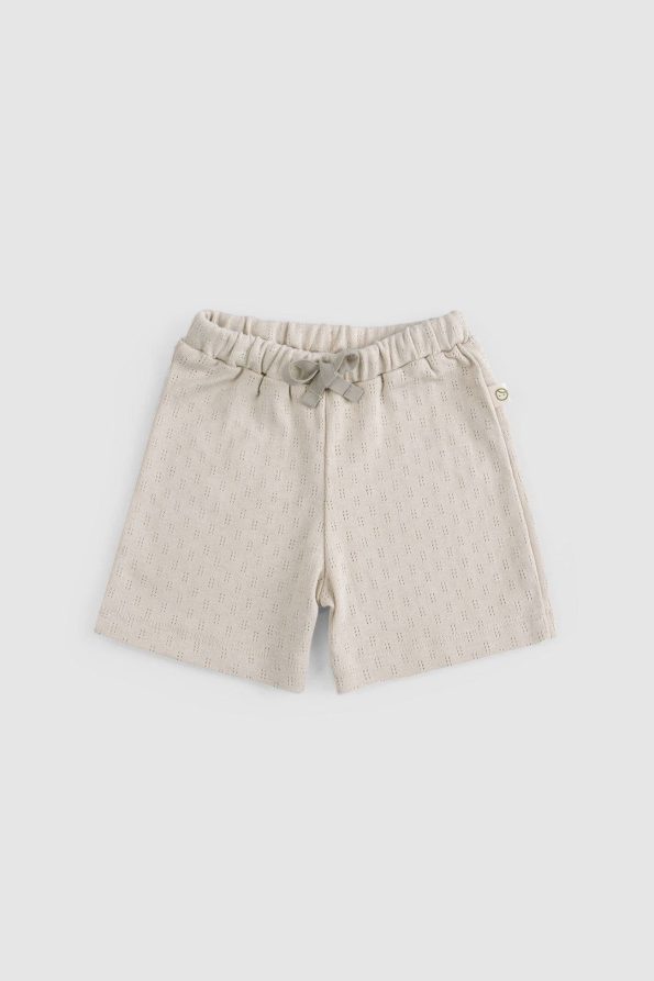 Organic Cotton Pointel Baby Beige Shorts Set