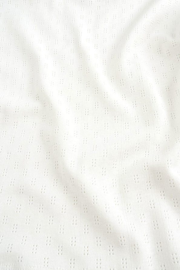 Organic Cotton Pointelle Long Sleeve Off-White Wrap Bodysuit