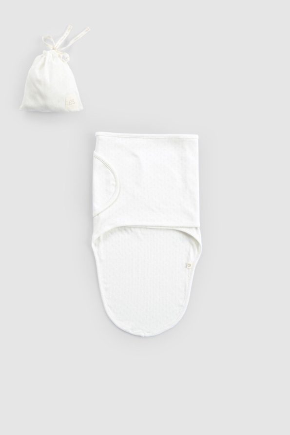 Organic Cotton Pointelle Newborn Swaddle Sleeping Bag Ecru