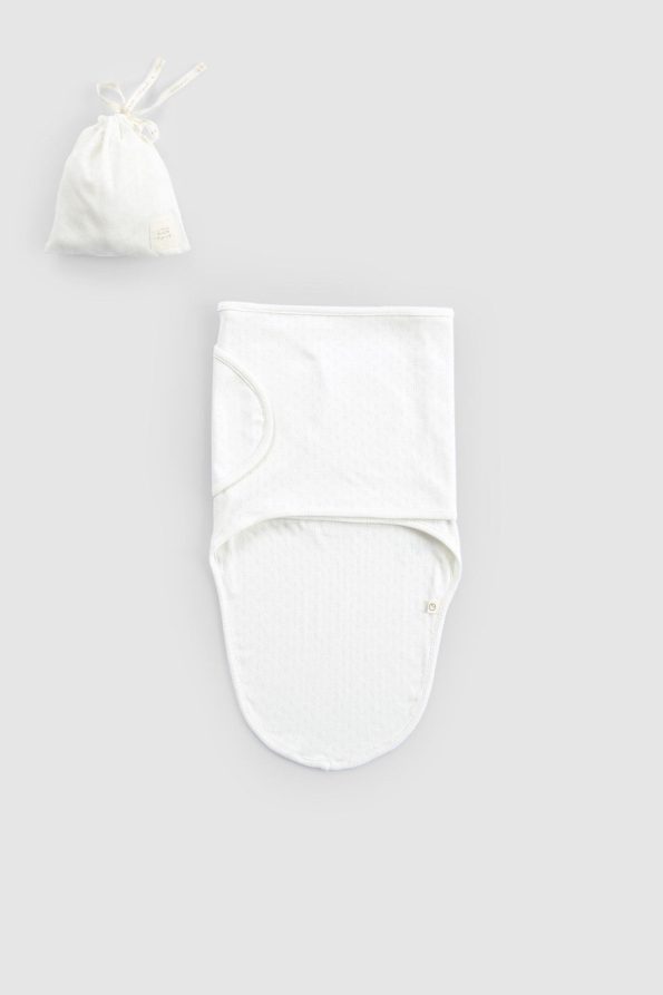 Organic Cotton Pointelle Newborn Swaddle Sleeping Bag Ecru